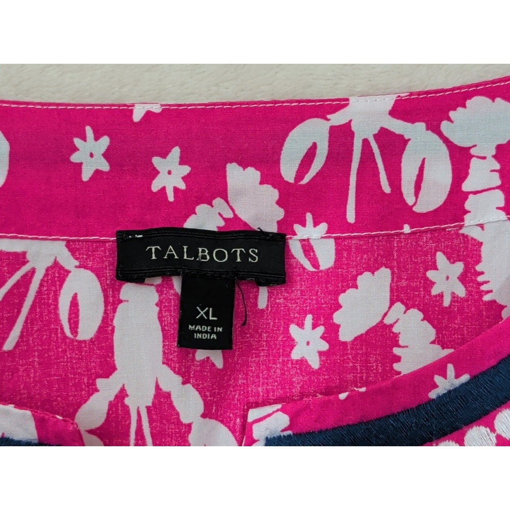 Talbots Lobster Rockstar Tunic Top Womens XL Pink Beach Preppy Resortwear Casual - Picture 6 of 9
